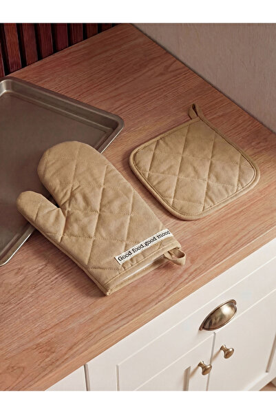 LC Waikiki Renkli̇mağazadan Lcw Home Beige Quilted Patterned Oven Mitt and Ho...