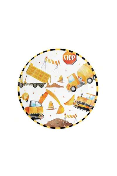 Choice3 10pcs 7in plate Construction Birthday Cake Topper Decor Crane Tractor...