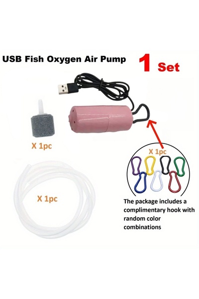 Choice3 مضخة هواء أكسجين لحوض السمك وردية اللون مزودة بمنفذ USB وضاغط هواء صا...