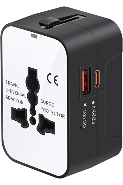 choice2 White Surface All-in-One Universal Travel Adapter EU UK US AU Power C...