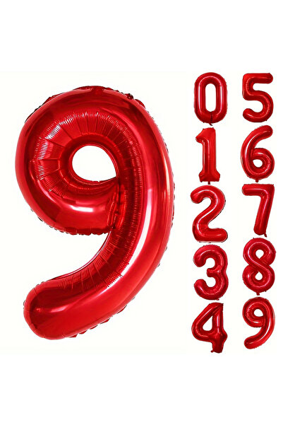 Choice9 بالونات رقم 9 حمراء كبيرة مقاس 32 بوصة من الفويل لتزيين حفلات أعياد ا...