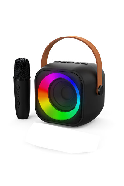 Choice7 جهاز كاريوكي محمول من هاومورين، أسود اللون، مزود بميكروفون واحد أو اث...