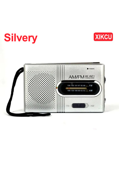 Choice راديو صغير فضي اللون للطوارئ، راديو FM/AM، مكبر صوت مدمج، جهاز استقبال...