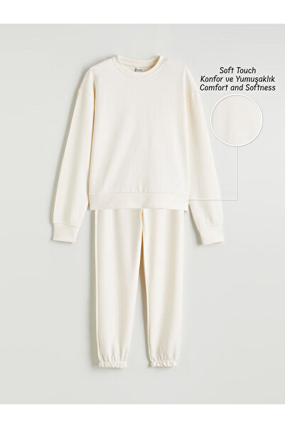 LC Waikiki Crew Neck Girls' Soft Touch Tracksuit Set