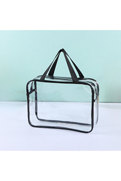 Choice1 حقيبة تخزين شفافة سوداء مقاومة للماء بسحاب، مثالية للألعاب، والشاطئ، ...