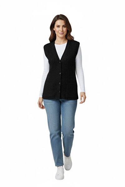 ECE GİYİM Women's Mercerized Vest with Front Button Pockets