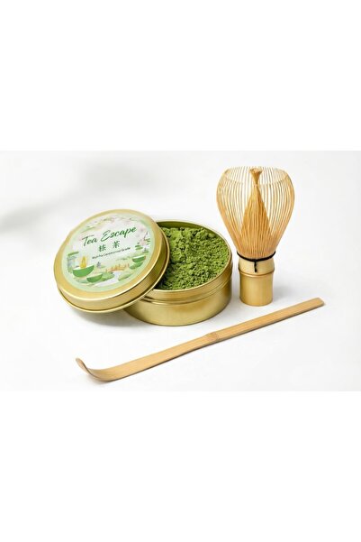 Tea Escape Ceremonial Grade Matcha Set – Premium Toz Matcha (25gr) + Bambu Fı...