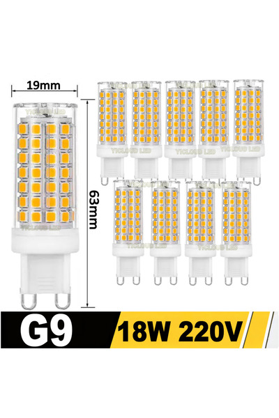 Choice4 مصباح LED أبيض بارد G9 بقوة 18 واط وجهد 220 فولت، 10 قطع، متوافق مع م...