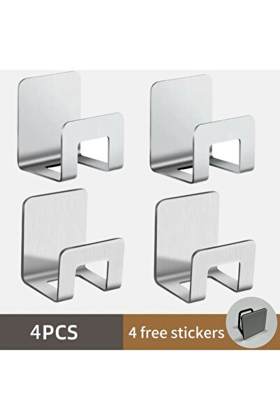 Choice L-hook-sliver-4 Metal Self Adhesive Hook Sink Sponge Storage Holder Ki...