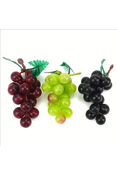 Choice مجموعة فواكه بلاستيكية صناعية متنوعة بطول 7 سم، تتضمن 3 خيوط من العنب ...