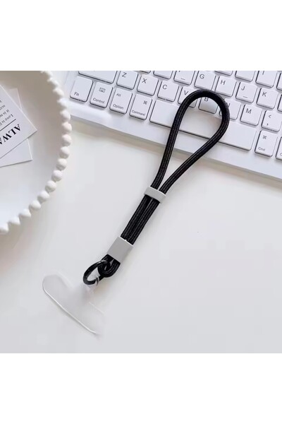 Choice5 Black Universal Adjustable Mobile Phone Lanyard Short Wrist Strap wit...
