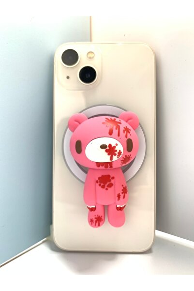 Choice1 حامل هاتف على شكل دب ملون - دب وردي ثلاثي الأبعاد ملطخ بالدماء، حامل ...