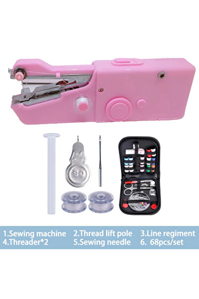 choice2 Pink C Portable Manual Sewing Machine Crafts Domestic Sewing Machine ...
