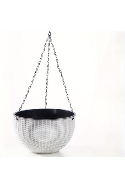 choice2 White Elegant Polypropylene Self-Watering Hanging Planters with Ratta...