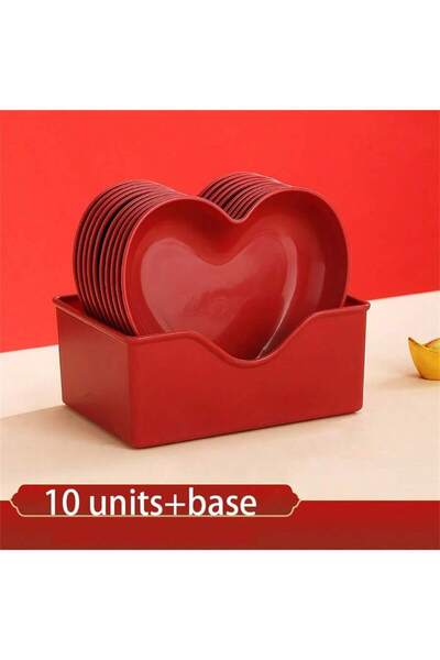 Choice4 6 Inches Red 10pcs with base 1/5/10/20pcs Plastic Heart Shaped Dinner...