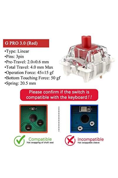 Choice9 10 قطع من مفاتيح GATERON G Pro V3 3.0 Pro G Red 3.0 ثلاثية الأطراف لل...