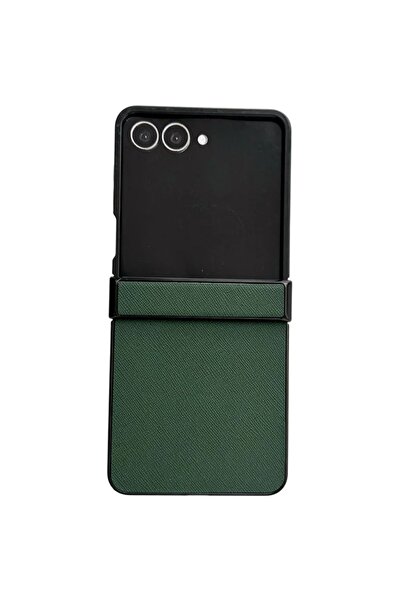 Choice25 غلاف هاتف Galaxy Z Flip7 جلد الصناعي الأخضر، مزود بمفصل، متوافق مع ه...