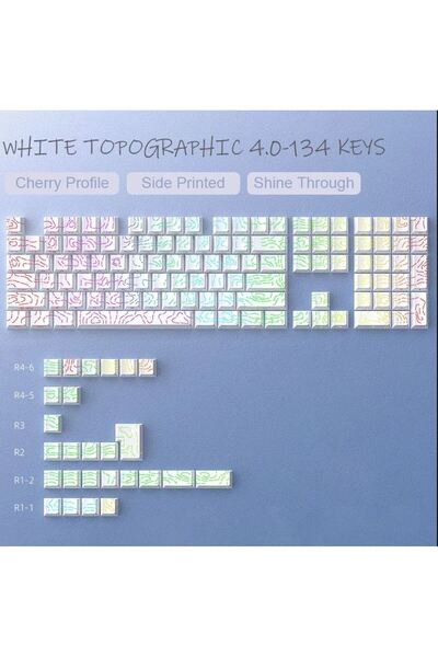 Choice5 135White Red Contour Side Printed Shine Through Keycaps Cherry Profil...