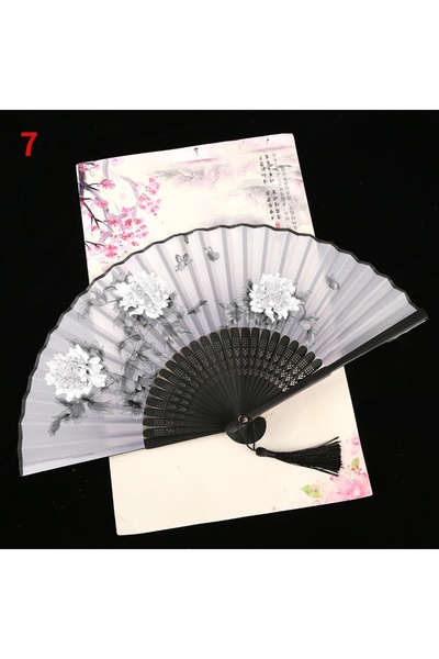 Choice13 7 1Pc Vintage Silk Folding Fan Retro Chinese Japanese Bamboo Folding...
