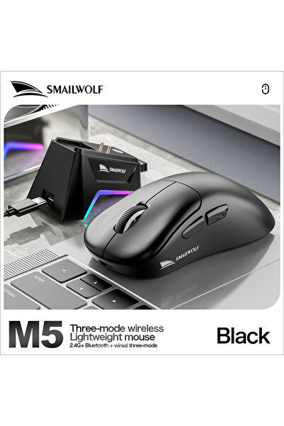 choice2 ماوس لاسلكي بلوتوث M5 أسود من SMAILWOLF، مناسب للألعاب، أجهزة الكمبيو...