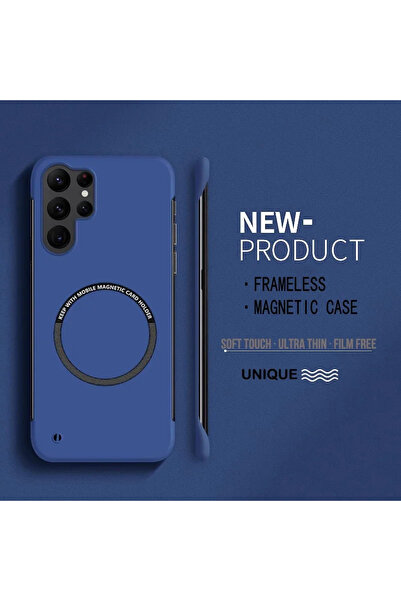 Choice جراب مغناطيسي بدون إطار لهاتف سامسونج S23 ألترا، أزرق داكن فائق النحاف...