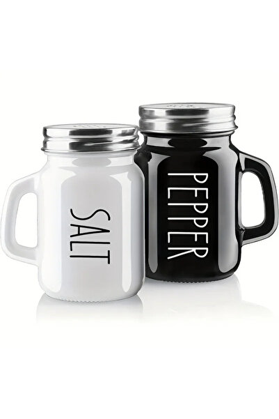 Choice1 1 set Black and White 2pcs Salt and Pepper Shaker Set 4.4oz Glass Vin...