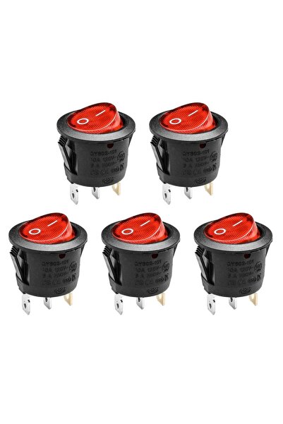 choice2 5pcs red 5pcs KCD1 On/Off 3-Pin 2-Position Snap 20A 12V Red LED Round...
