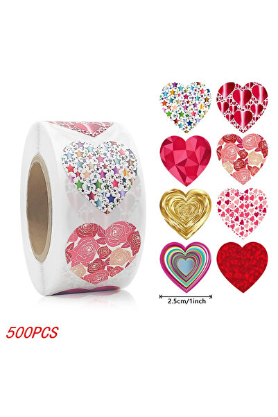 choice2 C-500pcs 50-500pcs 1 بوصة ملصقات القلب الأحمر لعيد الحب الخبز التعبئة...