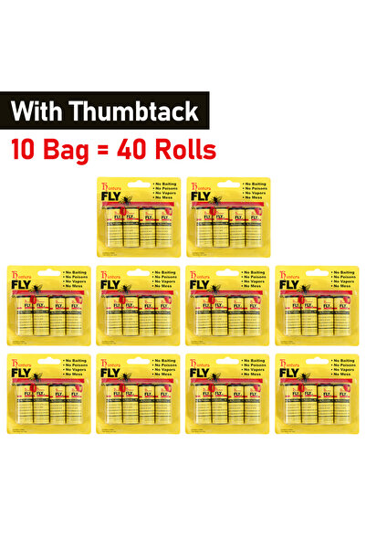 Choice3 10 أكياس، 4-40 لفة من ورق لاصق قوي للذباب، شريط لاصق قوي، صائد للحشرا...