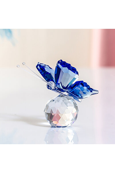 choice2 زينة فراشة زرقاء مقطوعة من الكريستال، مناسبة لتزيين طاولة المكتب أو ا...