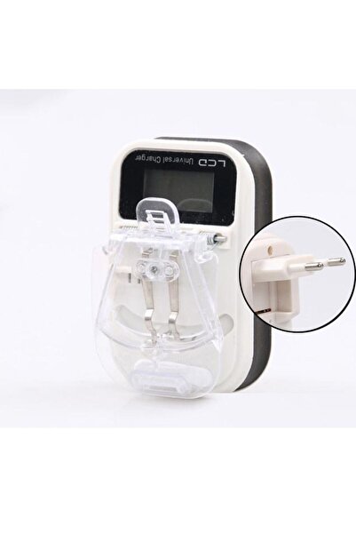 Choice3 شاحن بطارية محمول بمنفذ USB أسود اللون، مزود بمقبس أوروبي وشاشة LCD، ...