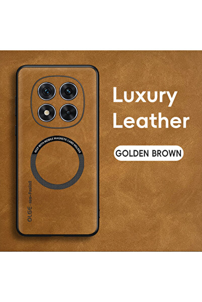 Choice15 جراب شحن لاسلكي مغناطيسي من جلد جلد سويدي البني لهاتف Redmi Note 14 ...