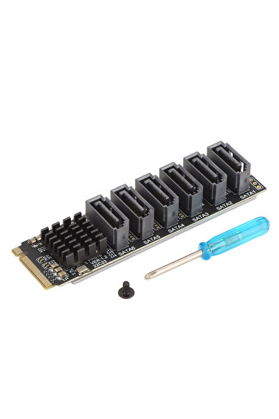 Choice Black M.2 NVME M-Key PCIE 3.0 to SATA 6Gbps 6-Port Expansion Card NAS ...
