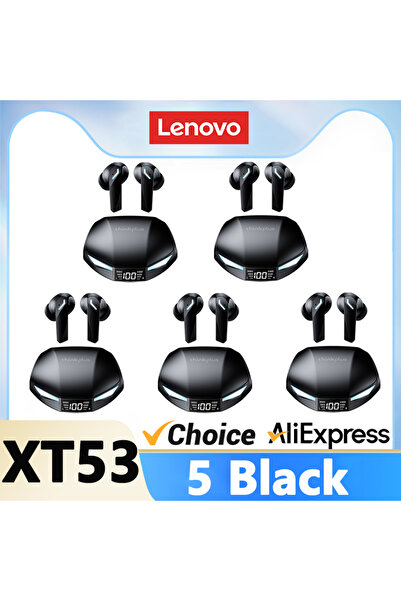 Choice3 سماعات أذن لاسلكية لينوفو XT53 سوداء، 5 قطع، بلوتوث 5.4، شاشة LED رقم...