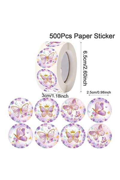 Choice as picture Purple 500pcs Purple Butterfly Floral Sealing Stickers Happ...