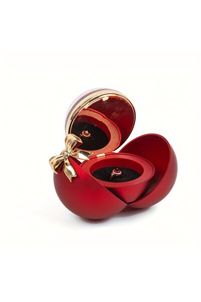 Choice علبة مجوهرات على شكل كرة حمراء على شكل وردة مستديرة لعيد الحب، مناسبة ...