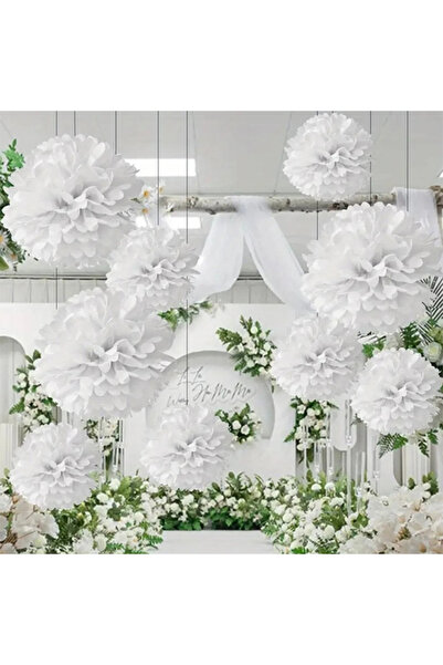Choice 9pcs 9pcs white paper flower balls, birthday party, wedding party deco...