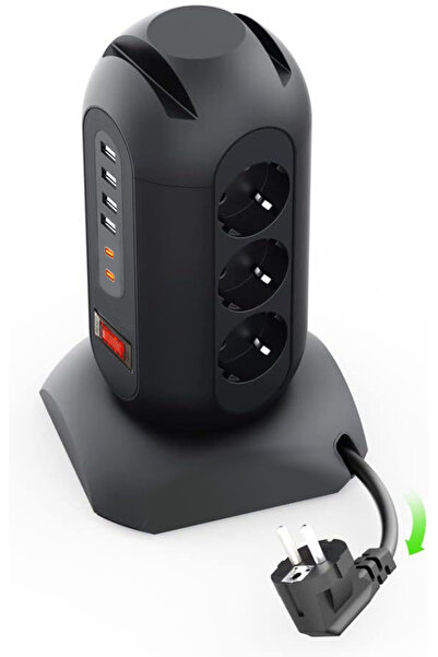 Choice 1.6m biack Power Strip Sket EU Plug 9 AC 1.65m Extension Cord Multitap...