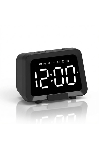 Choice black Digital Alarm Clk Portable Bluetooth Speaker LED Display Recharg...