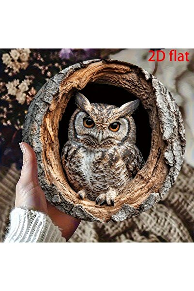 Choice Round 20X20CM 2D Flat, Vintage Owl Metal Wall Art - 20.32x20.32 cm Wat...
