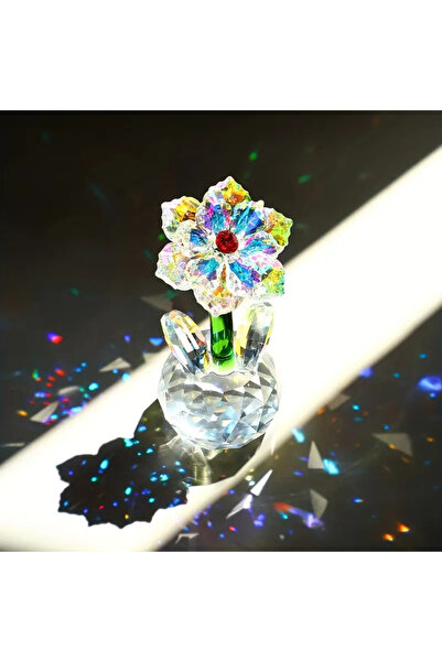 Choice تمثال زهرة عباد الشمس الكريستالي، قطعة واحدة، زينة زهور زجاجية، هدية ر...