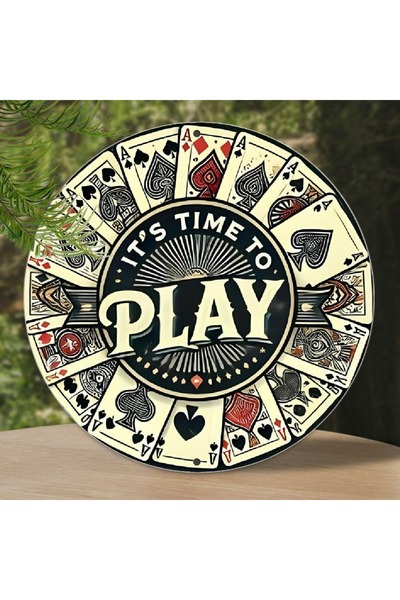 Choice لوحة جدارية دائرية من الألومنيوم بتصميم لعبة البوكر الكلاسيكية ثنائية ...