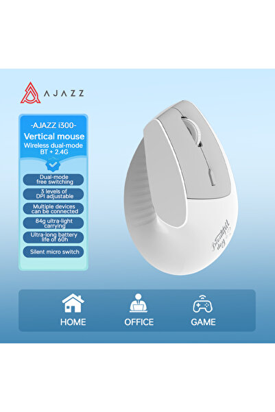 Choice1 فأرة Ajazz i300 بيضاء لاسلكية ثنائية الوضع (بلوتوث + 2.4 جيجا هرتز) ب...