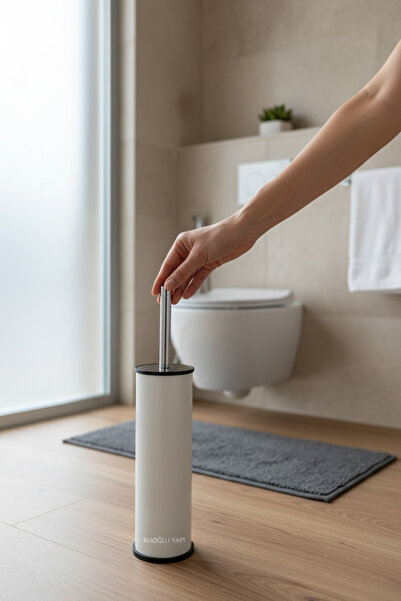 İSAOĞLU YAPI White Toilet Brush Stainless Steel White Toilet Brush Featured B...