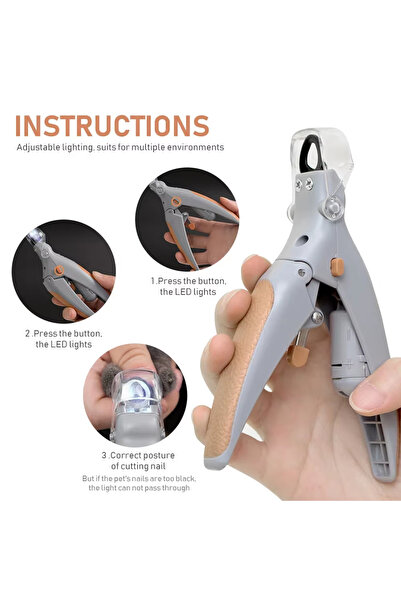 Choice مقص أظافر للحيوانات الأليفة بإضاءة LED صفراء - مثالي لتقليم أظافر ومخا...