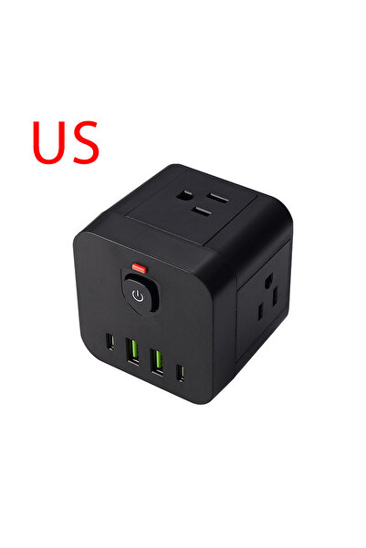 Choice black 8-in-1 Power Strip US Electrical Plug Sket Extension Cord 4AC Ou...