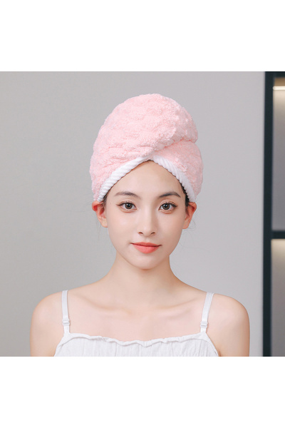 Choice3 pink Microfiber Hair Towel Wrap Thickened Coral Velvet Cationic Dry H...