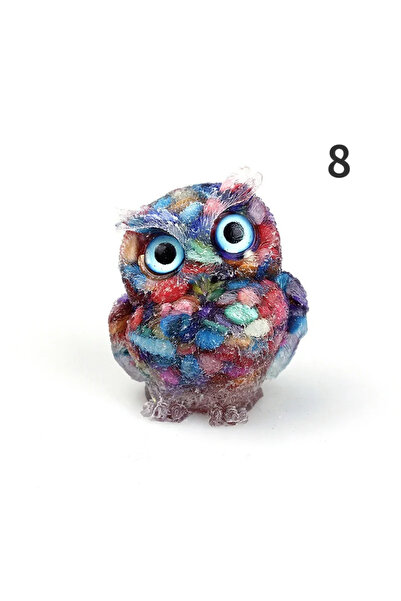 choice2 8 قطع من أحجار الكريستال الطبيعية، حصى، بومة، تماثيل صغيرة مصنوعة يدو...