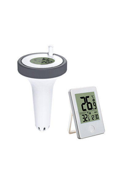 Choice ترمومتر لاسلكي عائم أبيض اللون لحمامات السباحة، مناسب لأحواض السباحة و...