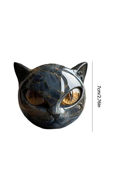 Choice كما هو موضح تمثال حجري مزخرف لقط أسود من الراتنج برأس قطة حجر شفاء بمل...